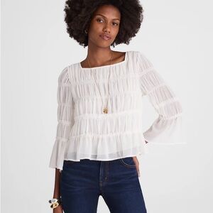Madewell Square Neck Tiered Top Women’s White Peasant Chic Boho Womens XL NWT